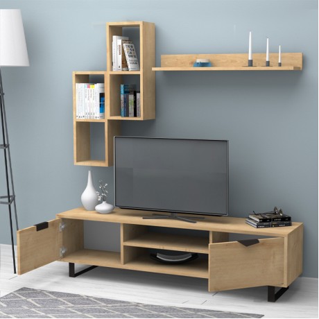 Lonsa Megapap melamine TV unit in oak color 160x35x40cm.