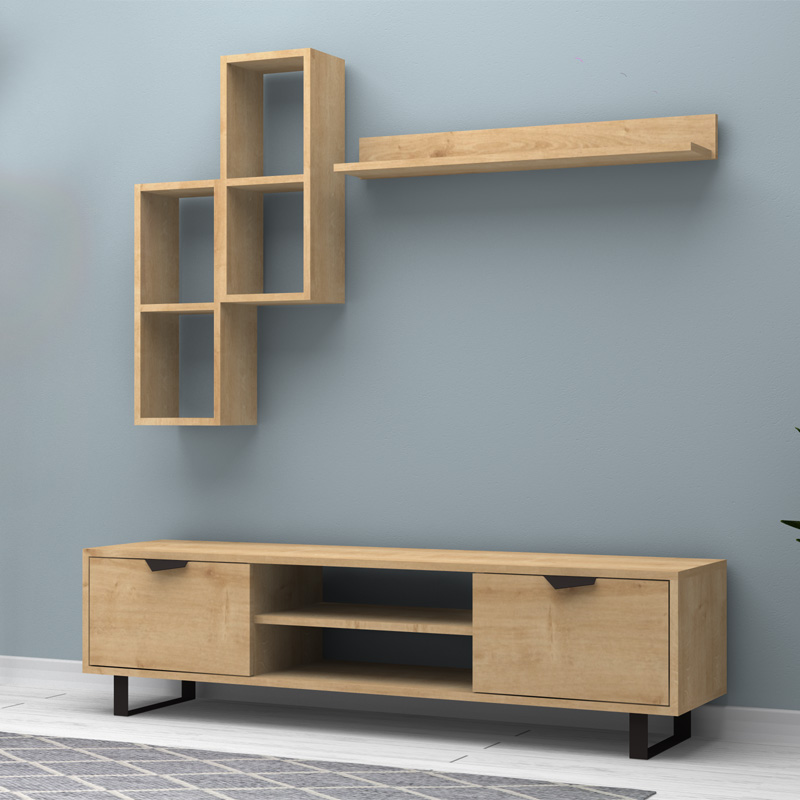 Lonsa Megapap melamine TV unit in oak color 160x35x40cm.