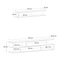 Manet Megapap melamine TV unit with LED in white - walnut color 180x29,5x39cm.