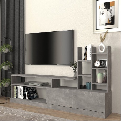 Pesaro Megapap melamine TV unit in concrete grey color 165x25x91,3cm.