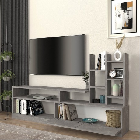 Pesaro Megapap melamine TV unit in concrete grey color 165x25x91,3cm.