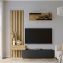 Rosaline Megapap melamine tv unit in anthracite - sepet oak color 183x31.3x196.9cm.