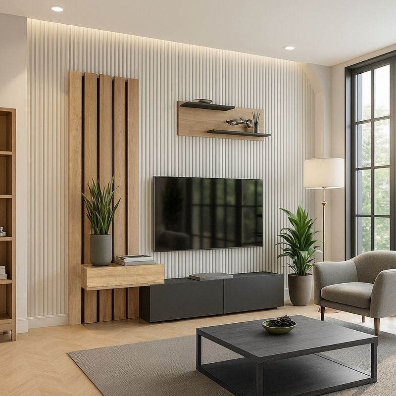 Rosaline Megapap melamine tv unit in anthracite - sepet oak color 183x31.3x196.9cm.