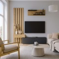 Rosaline Megapap melamine tv unit in anthracite - sepet oak color 183x31.3x196.9cm.