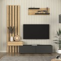 Rosaline Megapap melamine tv unit in anthracite - sepet oak color 183x31.3x196.9cm.