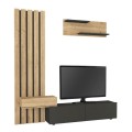 Rosaline Megapap melamine tv unit in anthracite - sepet oak color 183x31.3x196.9cm.