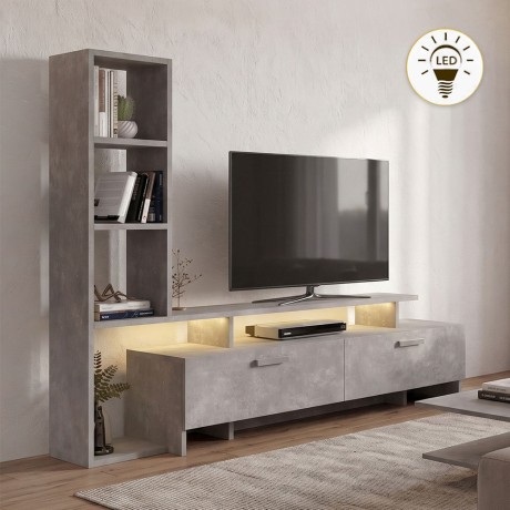 Simal Megapap  melamine TV unit with LED in concrete grey color 168,2x31,3x120cm.