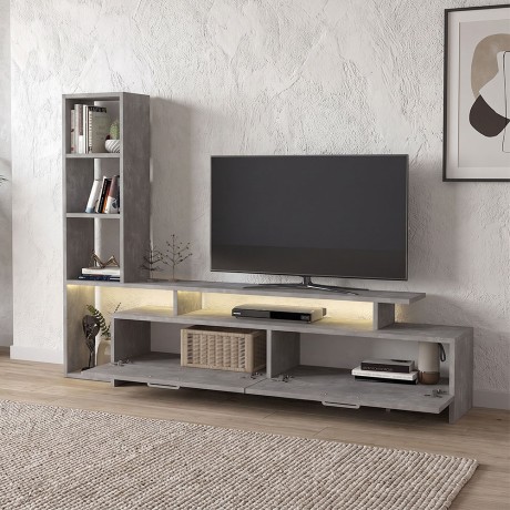 Simal Megapap  melamine TV unit with LED in concrete grey color 168,2x31,3x120cm.