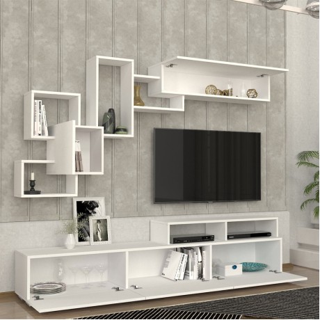Σύνθεση τηλεόρασης Stamatia Megapap χρώμα λευκό 210x36,8x46,8εκ.
