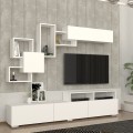 Stamatia Megapap melamine TV unit in white color 210x36,8x46,8cm.