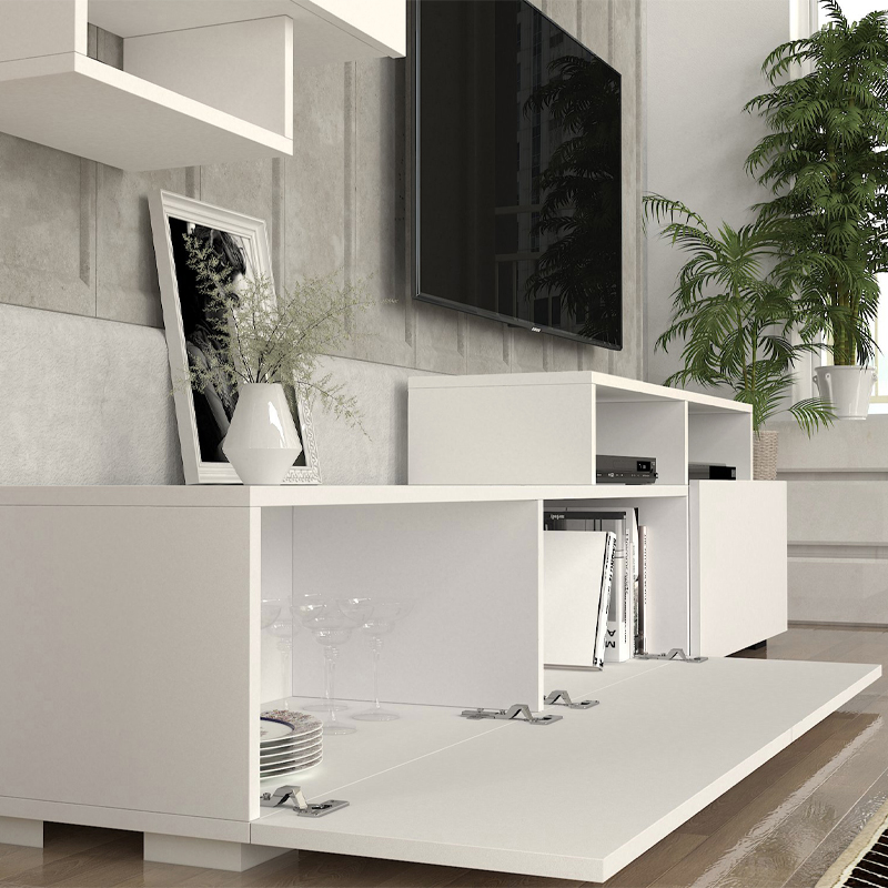 Stamatia Megapap melamine TV unit in white color 210x36,8x46,8cm.