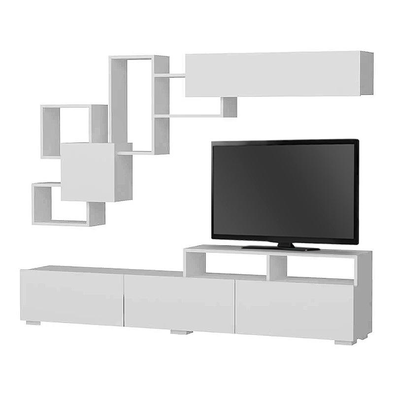 Stamatia Megapap melamine TV unit in white color 210x36,8x46,8cm.