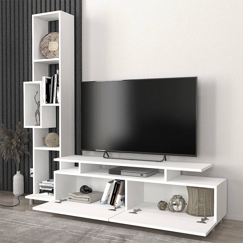 Σύνθεση τηλεόρασης Tulip Megapap χρώμα λευκό 160x29,5x160εκ.
