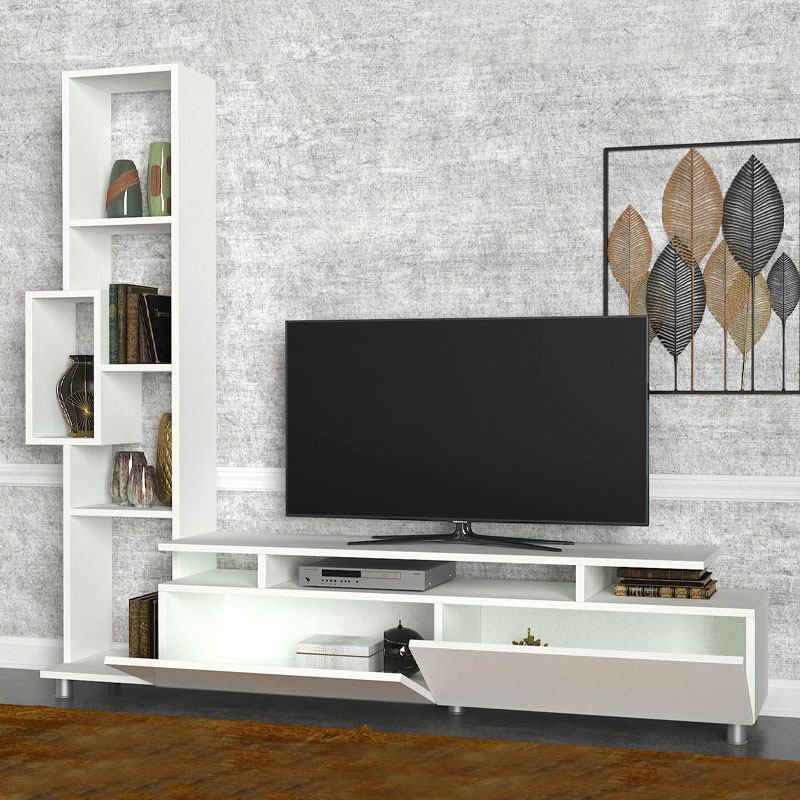 Σύνθεση τηλεόρασης Tulip Megapap χρώμα λευκό 160x29,5x160εκ.