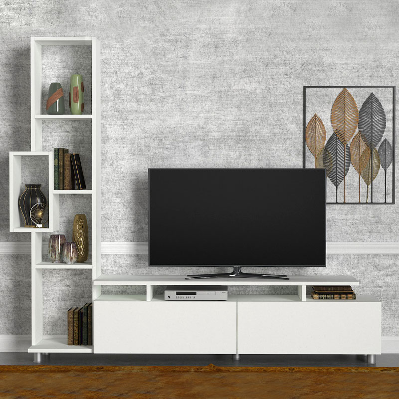 Σύνθεση τηλεόρασης Tulip Megapap χρώμα λευκό 160x29,5x160εκ.