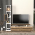 Tulip Megapap melamine TV unit in white - walnut color 160x29x160cm.