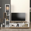 Tulip Megapap melamine TV unit in white - walnut color 160x29x160cm.