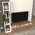 Tulip Megapap melamine TV unit in white - walnut color 160x29x160cm.