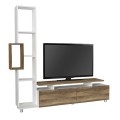 Tulip Megapap melamine TV unit in white - walnut color 160x29x160cm.