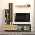 Vermont Megapap melamine tv unit in anthracite - sepet oak color 180x40x193.8cm.