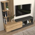 Vermont Megapap melamine tv unit in anthracite - sepet oak color 180x40x193.8cm.