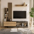 Vermont Megapap melamine tv unit in anthracite - sepet oak color 180x40x193.8cm.