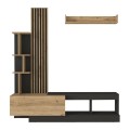 Vermont Megapap melamine tv unit in anthracite - sepet oak color 180x40x193.8cm.
