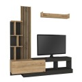 Vermont Megapap melamine tv unit in anthracite - sepet oak color 180x40x193.8cm.