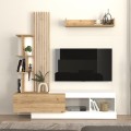 Vermont Megapap melamine tv unit in white - sepet oak color 180x40x193.8cm.