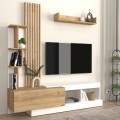 Vermont Megapap melamine tv unit in white - sepet oak color 180x40x193.8cm.