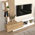 Vermont Megapap melamine tv unit in white - sepet oak color 180x40x193.8cm.