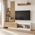 Vermont Megapap melamine tv unit in white - sepet oak color 180x40x193.8cm.
