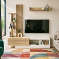 Vermont Megapap melamine tv unit in white - sepet oak color 180x40x193.8cm.