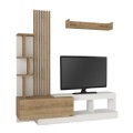 Vermont Megapap melamine tv unit in white - sepet oak color 180x40x193.8cm.