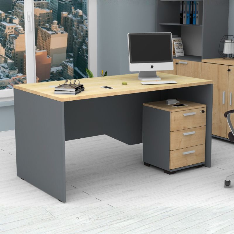 Venturo Megapap melamine office chest of drawers in anthracite - oak color 39x40x57cm.