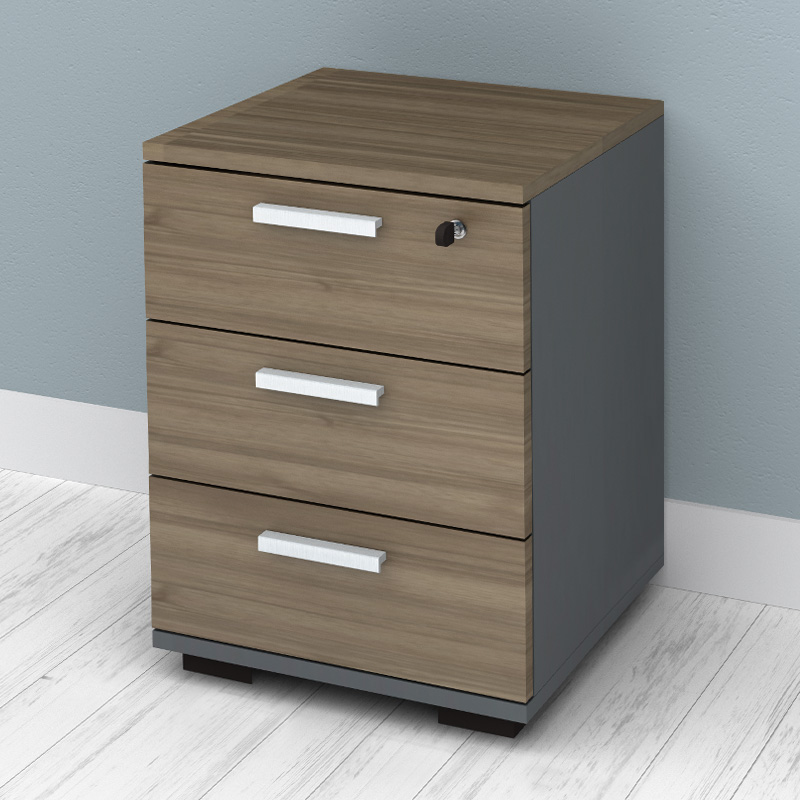 Venturo Megapap melamine office chest of drawers in anthracite - walnut color 39x40x57cm.
