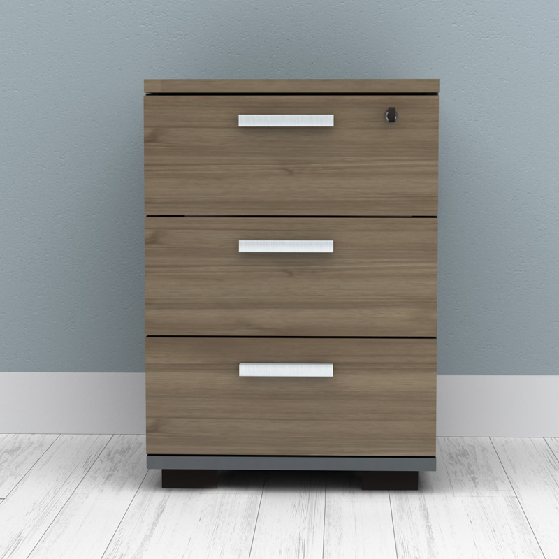 Venturo Megapap melamine office chest of drawers in anthracite - walnut color 39x40x57cm.