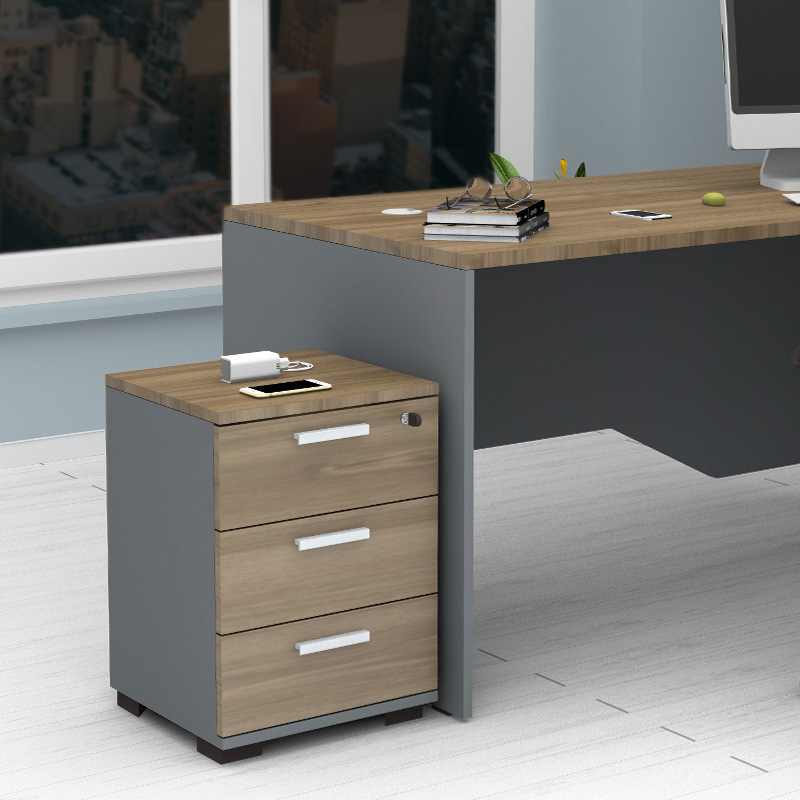 Venturo Megapap melamine office chest of drawers in anthracite - walnut color 39x40x57cm.
