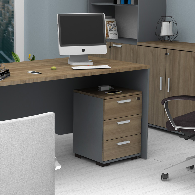 Venturo Megapap melamine office chest of drawers in anthracite - walnut color 39x40x57cm.