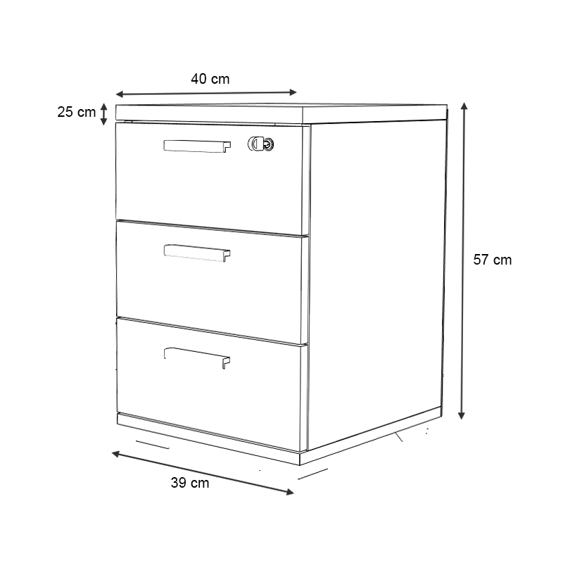 Venturo Megapap melamine office chest of drawers in anthracite - walnut color 39x40x57cm.