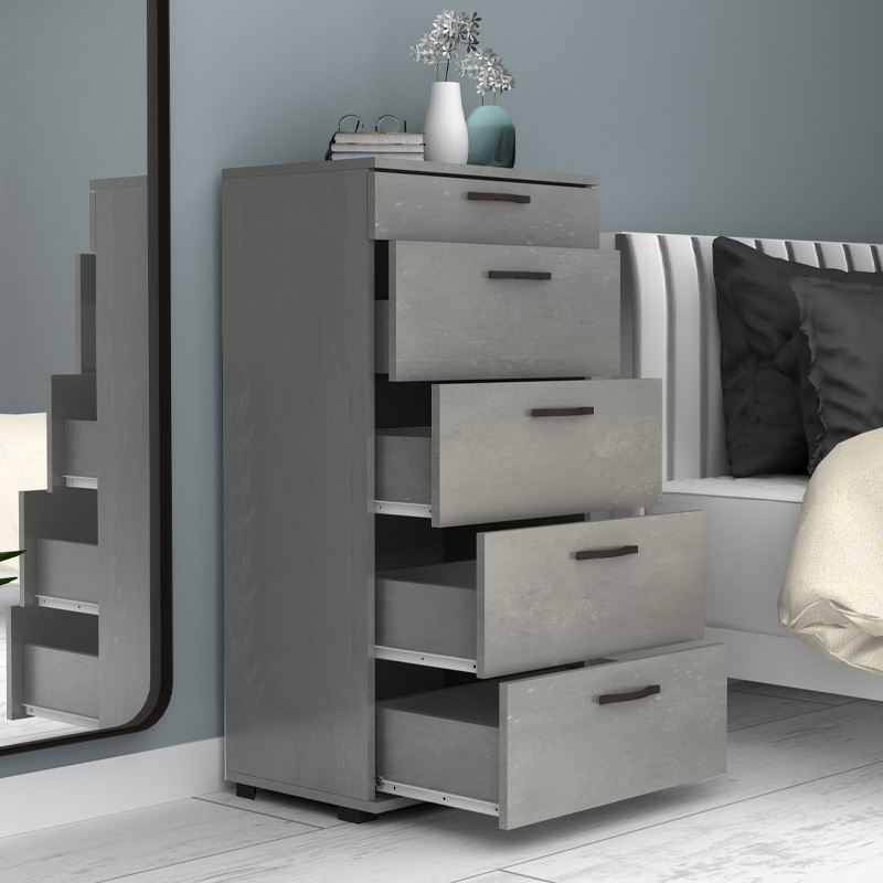 Helia Megapap melamine dresser in concrete grey color 60x44x108cm.