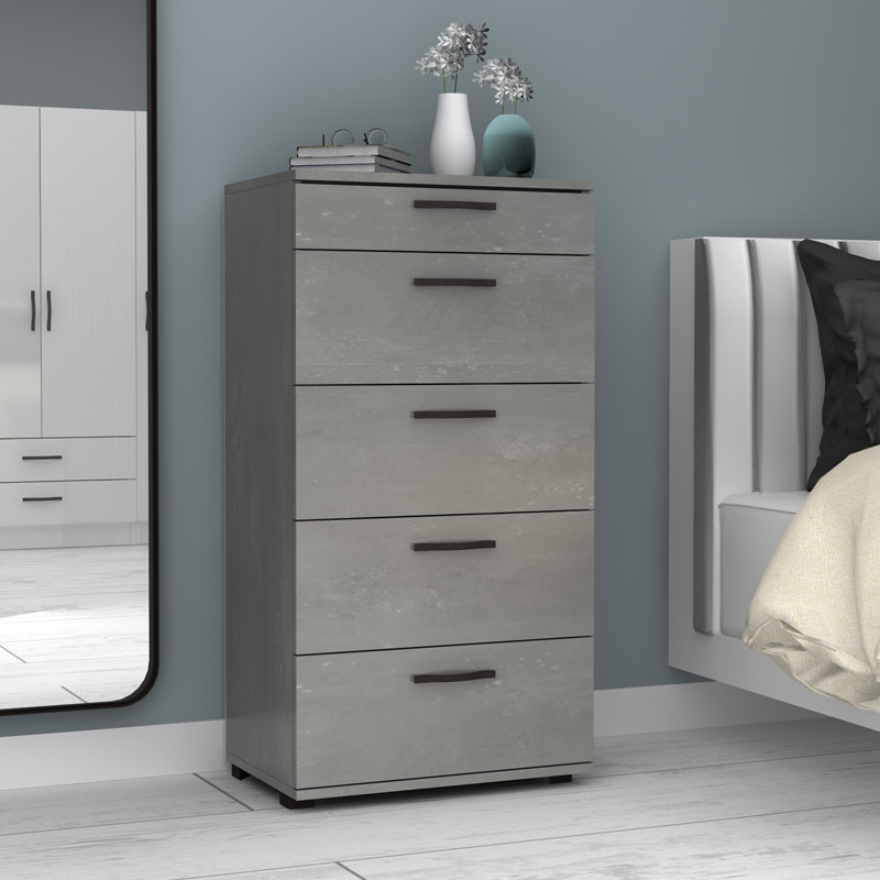 Helia Megapap melamine dresser in concrete grey color 60x44x108cm.