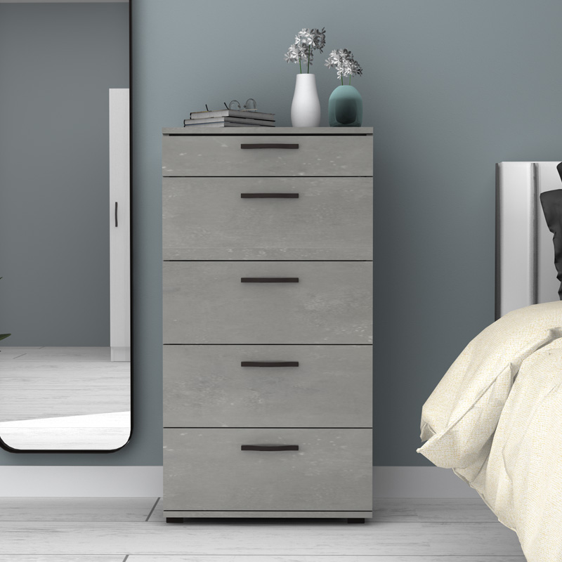 Helia Megapap melamine dresser in concrete grey color 60x44x108cm.