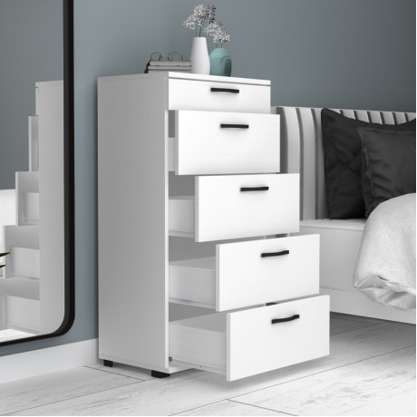 Helia Megapap melamine dresser in white color 60x44x108cm.