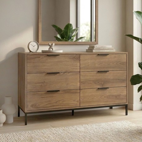 Mars Megapap melamine dresser in walnut Ud color 140x45x83.5cm.