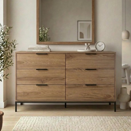 Mars Megapap melamine dresser in walnut Ud color 140x45x83.5cm.
