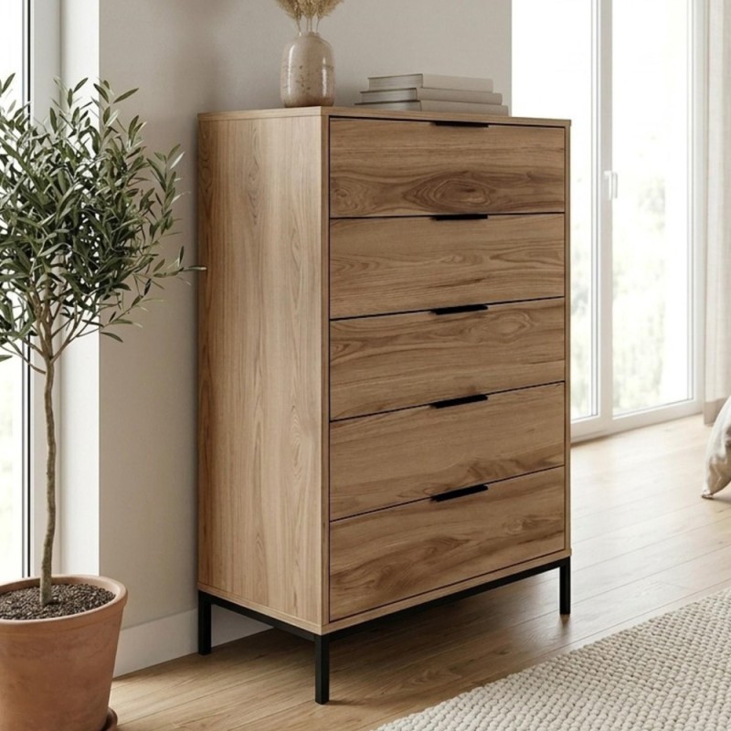 Mars Megapap melamine dresser in walnut Ud color 70x45x126.5cm.