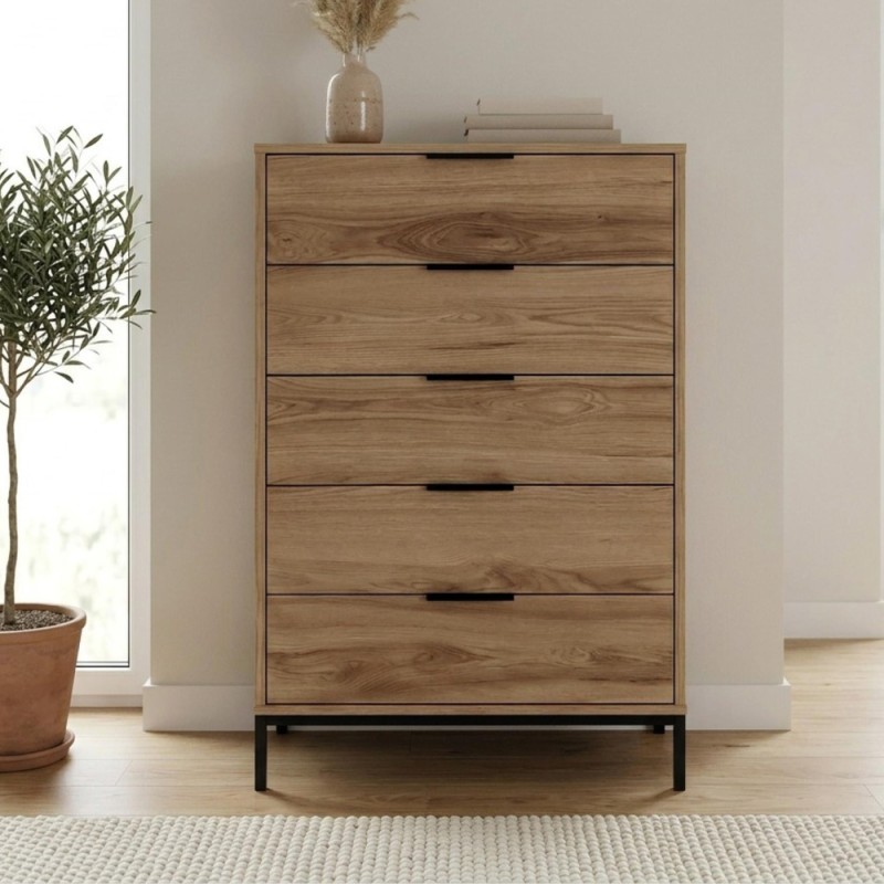 Mars Megapap melamine dresser in walnut Ud color 70x45x126.5cm.