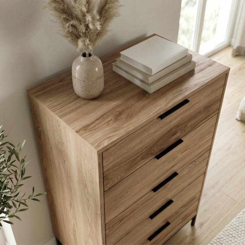 Mars Megapap melamine dresser in walnut Ud color 70x45x126.5cm.