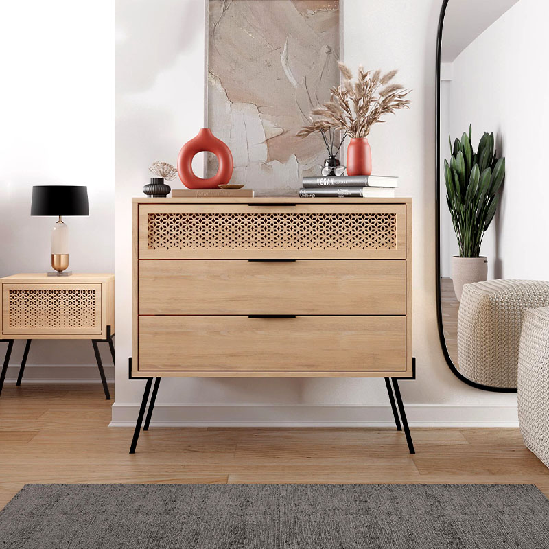 Συρταριέρα Naive Megapap χρώμα sapphire oak 93,1x40x83,1εκ.